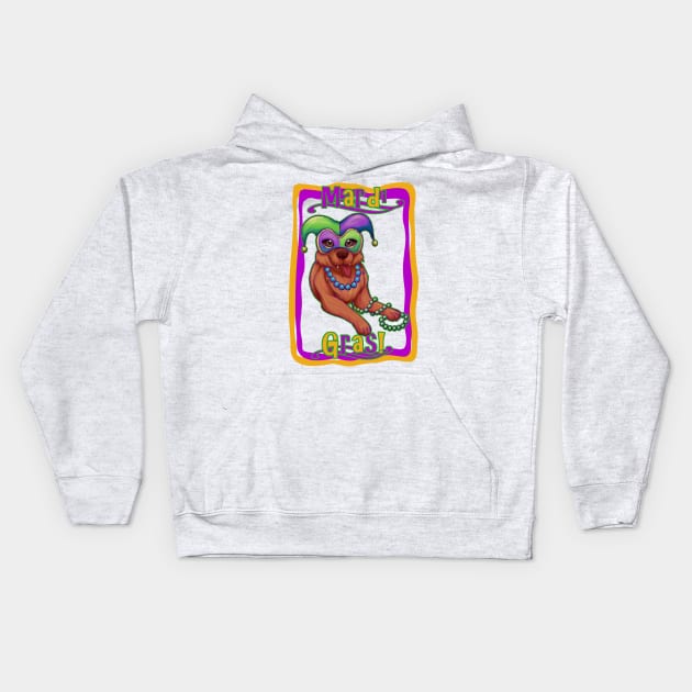 Mardi Gras Dog Kids Hoodie by SakuraDragon